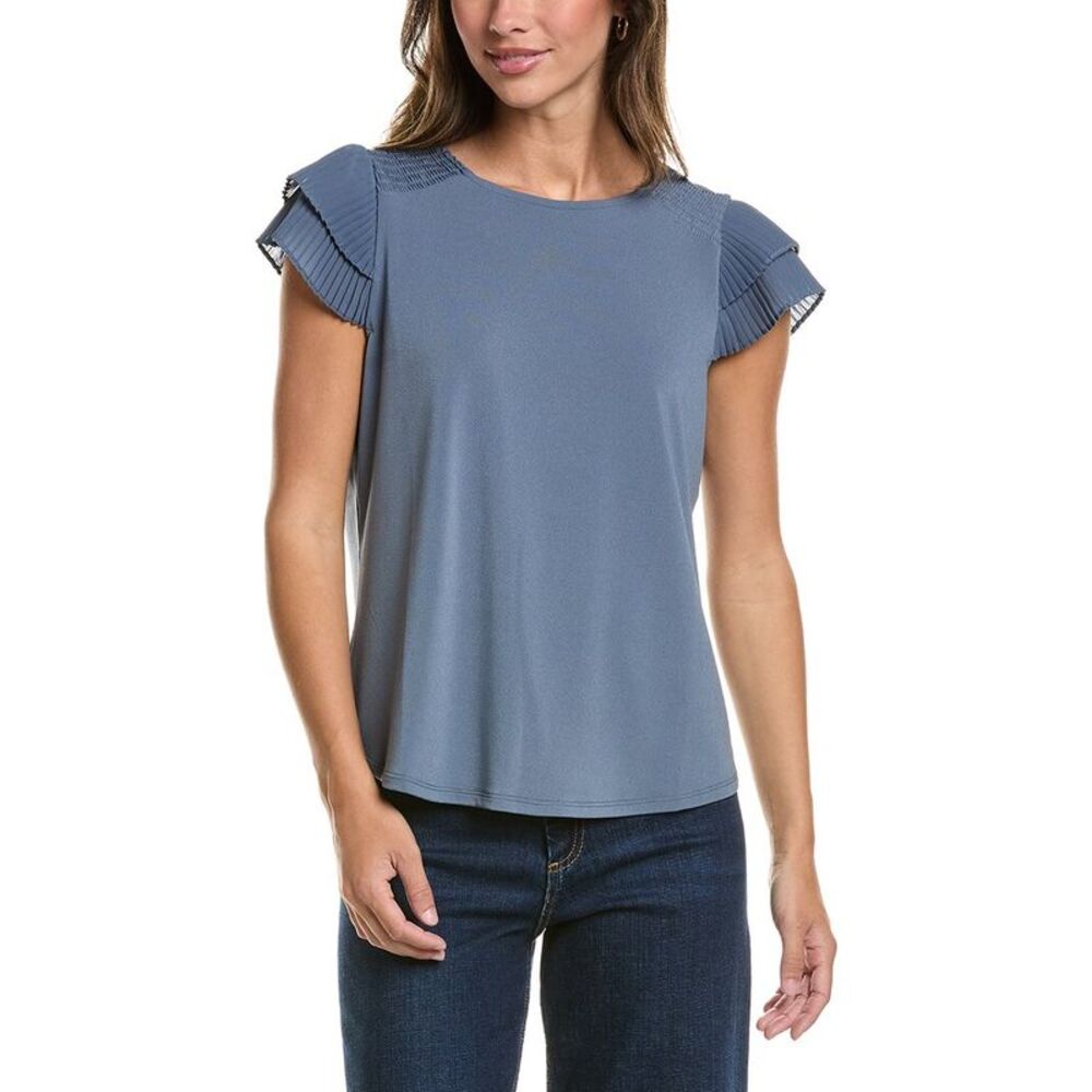 Adrianna Papell Womens  Moss Crepe Top, Blue